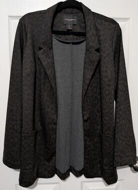 Christian Siriano NY Muted Leopard Print Knit Blazer - Women's Size Large